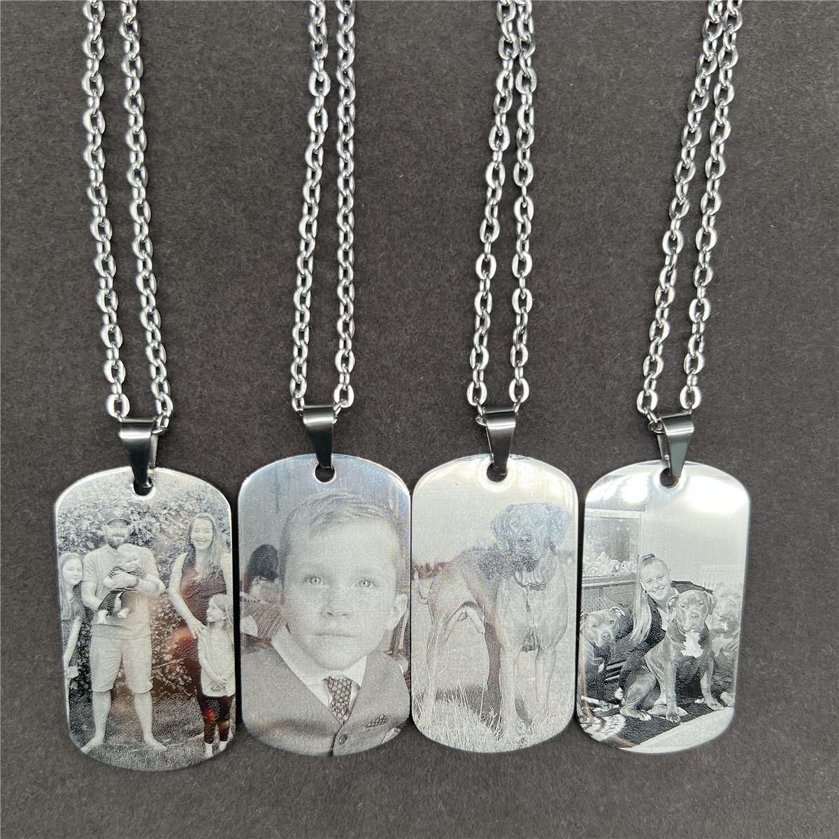 Custom Photo Dog tags Double sided Stainless Steel Necklace Pendant Gift Idea