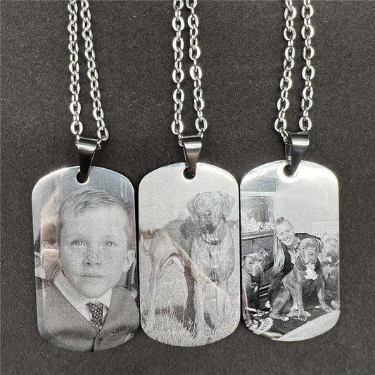 Custom Photo Dog tags Double sided Stainless Steel Necklace Pendant Gift Idea