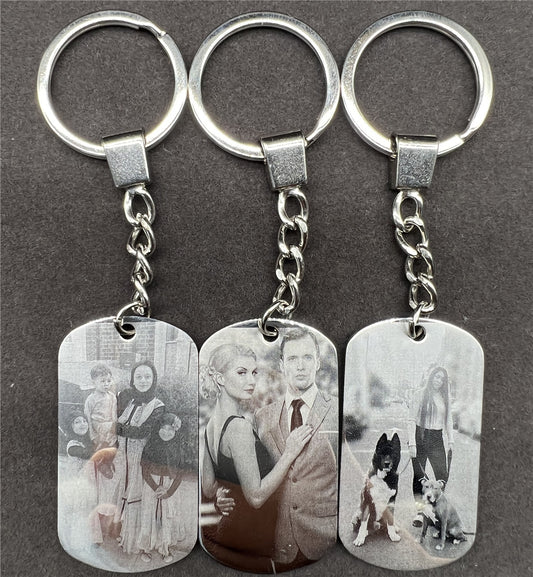 Personalized photo Keyring double sides engraved custom Stainless Steel Key Chain