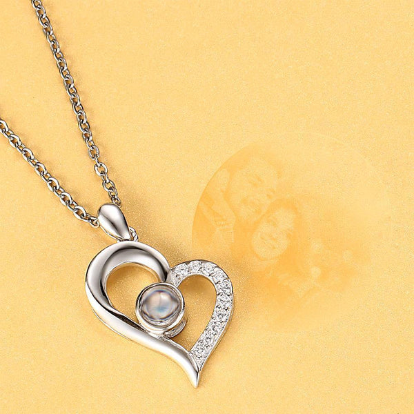 Personalised Photo Projection Necklace Heart Photo Necklace Mother's Gifts Women Anniversary Birthday Gifts