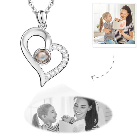 Personalised Photo Projection Necklace Heart Photo Necklace Mother's Gifts Women Anniversary Birthday Gifts